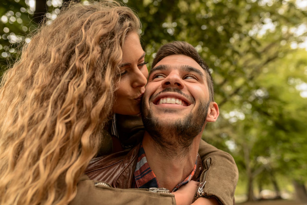 Happy couple without glasses